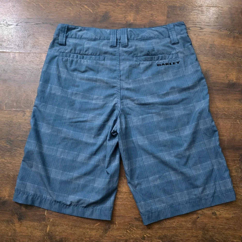 Oakley Mens Blue Plaid Hybrid Walk Shorts Size 32 Boardshorts Casual Golf Surf